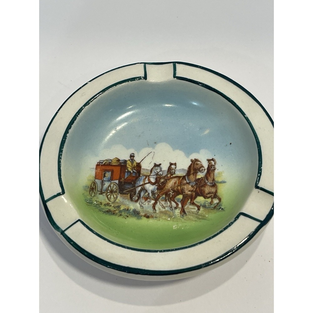 Ceramic Ashtray Horse & Carriage ~ Vintage Rare ~‎ Czecho Slovakia
